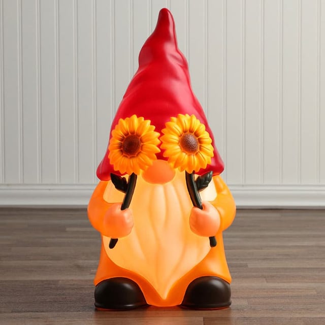 Gnome with Sunflowers Blow Mold