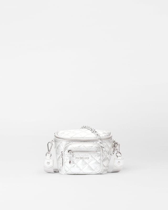 Silver Leather Micro Crosby Sling Bag