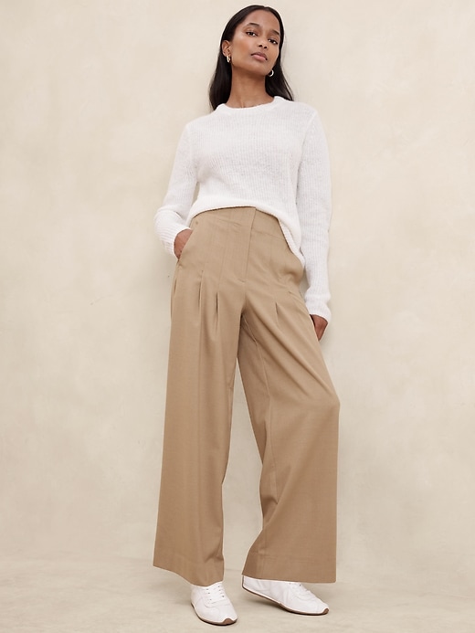 Ultra High-Rise Flannel Wide-Leg Trouser