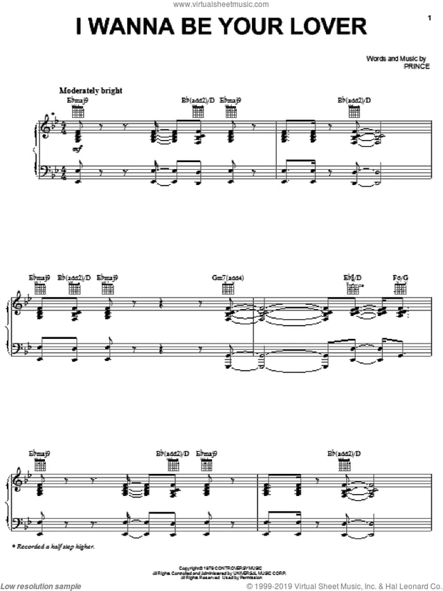 I Wanna Be Your Lover sheet music for voice, piano or guitar