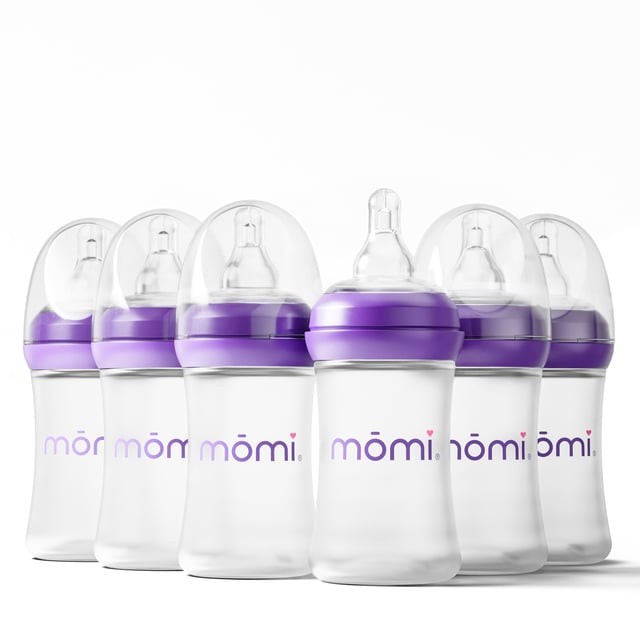 mōmi breast-like bottle sets, 4oz purple