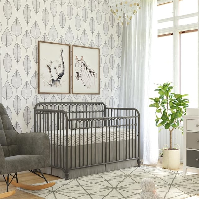 Little Seeds Raven 3 in 1 Convertible Metal Crib JMPA Certified in Gray
