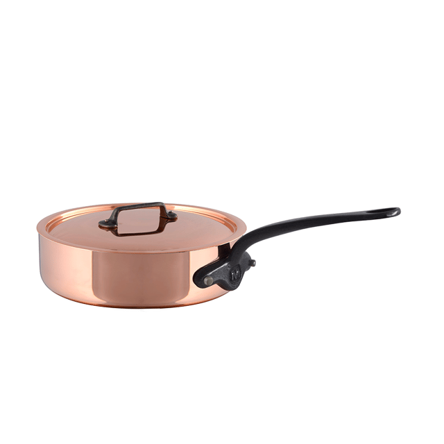 Mauviel M'Heritage M'200 CI Saute pan With Lid & Helper Handle, Cast Iron Handle, 5.1-Qt