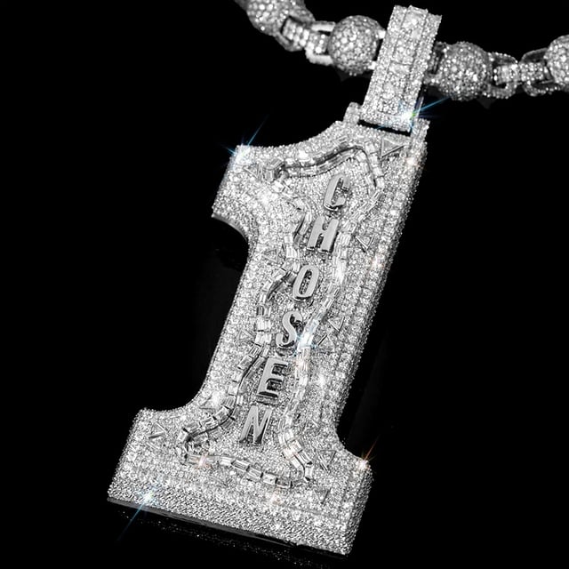 Iced Out Baguette Chosen 1 Pendant
