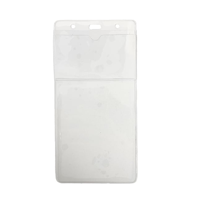 Clear 4" X 8" Vinyl Vertical Large Badge Holder With Two Pockets (P/N 1840-5052)