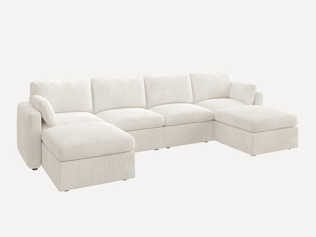 HONBAY 6-Piece Chenille Modular Sectional  Cloud Sofa With Oversized Storage Space