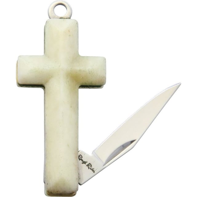 Rough Ryder 1582 Cross Knife with White Smooth Bone Handle