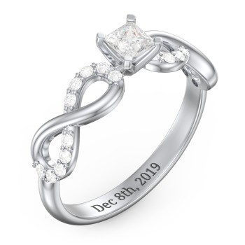 1/4 ct. Princess Gemstone Infinity Engagement Ring with Accent Stones