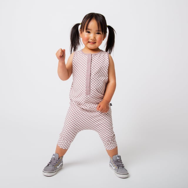 Rag Romper - Lilac Mini Check