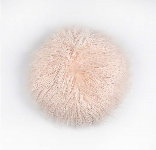 16 inch Round Pillow Cover: Blush Shag