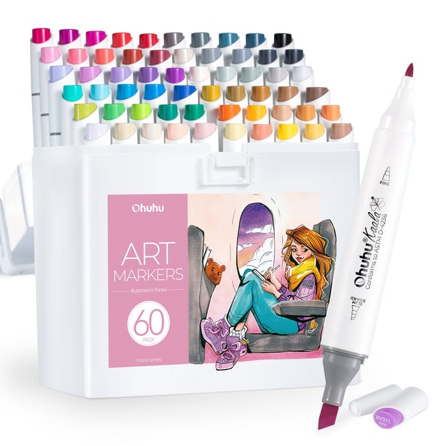 Ohuhu Kaala Dual Tips Alcohol Art Markers- 60 Colors Illustrations
