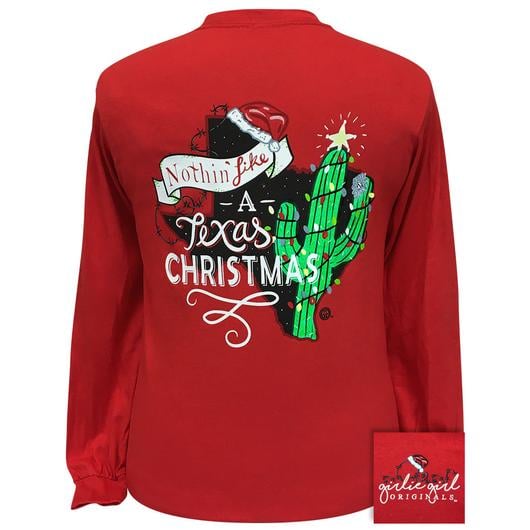Girlie Girl Originals Texas Christmas Cactus Long Sleeves T Shirt