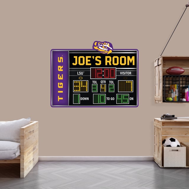 LSU Tigers - Football Scoreboard Graphic - With Personalized Name - Official NCAA - Vinyl Transfer Decal