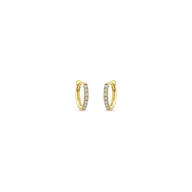 14k Pavé Diamond Hinge Huggie Hoops