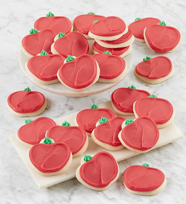 Buttercream-Frosted Apple Shape Sugar Cookies