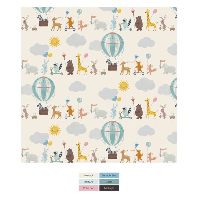 Print Short Sleeve Pajama Set with Shorts in Natural Animal Parade