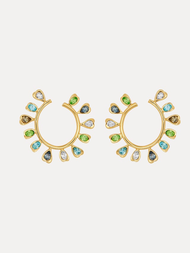 Multi-Colored Crystal Hoop Earrings