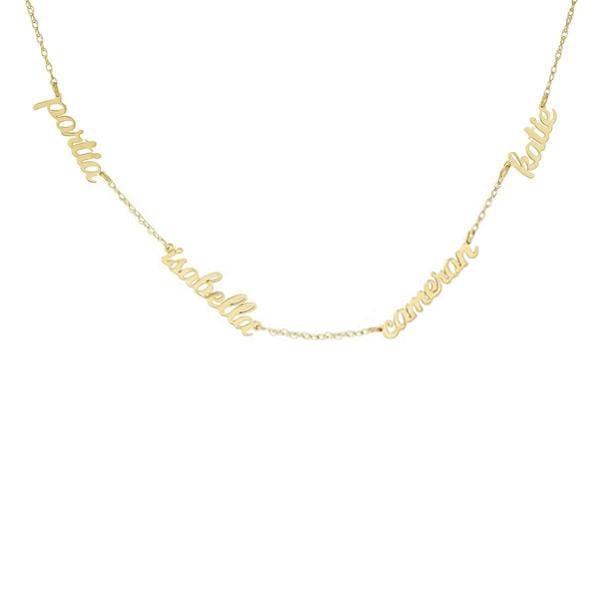 Personalized Script Nameplate Necklace - 4 Names