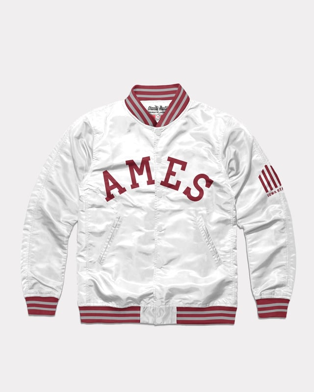 AMES Arch Iowa State Vintage White Letterman Jacket