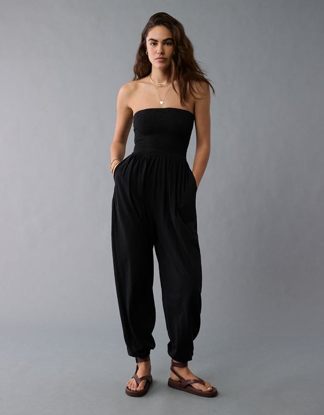 AE Sunchaser Knit Smocked Tube Jumpsuit