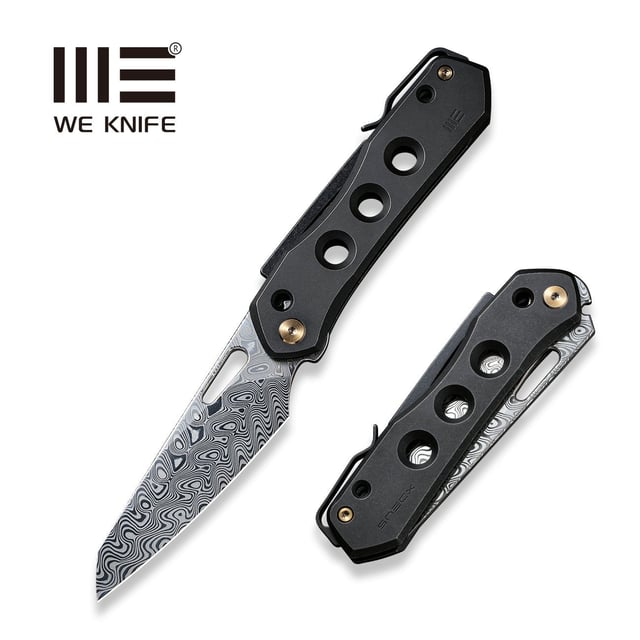 WEKNIFE Vision R Manual Thumb & Thumb Hole & Superlock Knife Titanium Handle (3.54" Damasteel Blade) WE21031-DS1