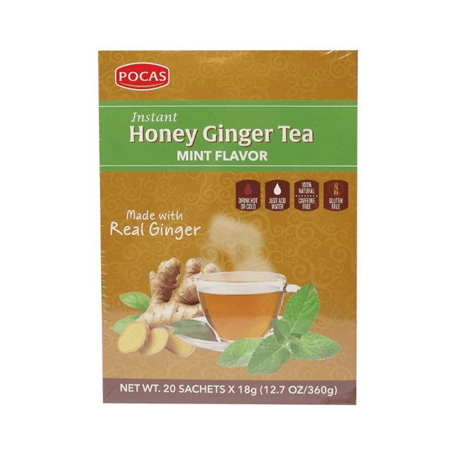 [Best Before: 10/26/2025] Pocas Original Honey Ginger Tea with Mint, 12.7 oz