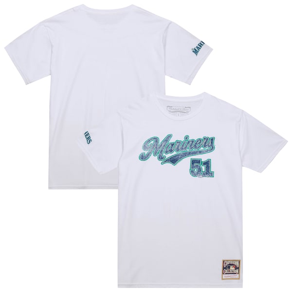 Men's Seattle Mariners Ichiro Suzuki Mitchell & Ness White Cooperstown Collection Player T-Shirt