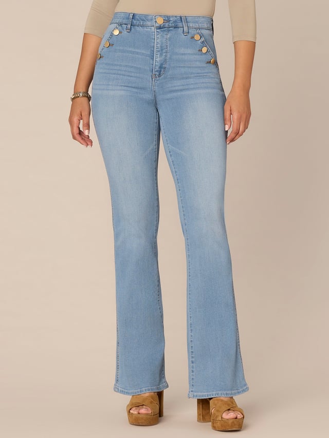 "Ab"solution Skyrise Itty Bitty More Boot Jean with Sailor Buttons