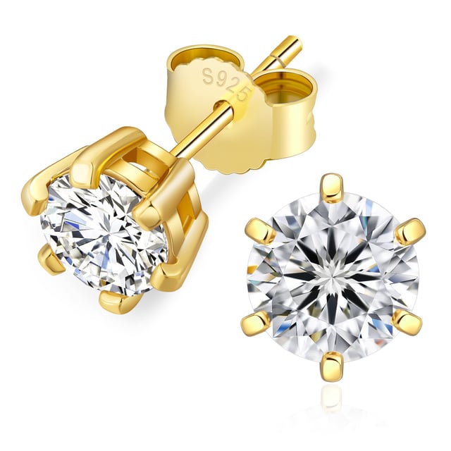 0.3/0.5/0.6/0.8/1.0/1.5 Carats *2 Round Excellent VVS1 Moissanite Earrings 0315