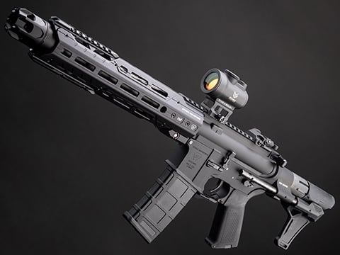 6mmProShop Strike Industries Licensed M4 Airsoft AEG Rifle w/ GRIDLOK® Handguard System by E&C (Color: Black PDW / 11 RIS / 350 FPS)