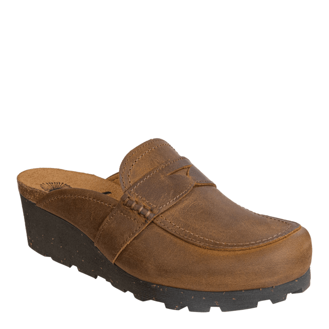 HOMAGE in BROWN Wedge Clogs
