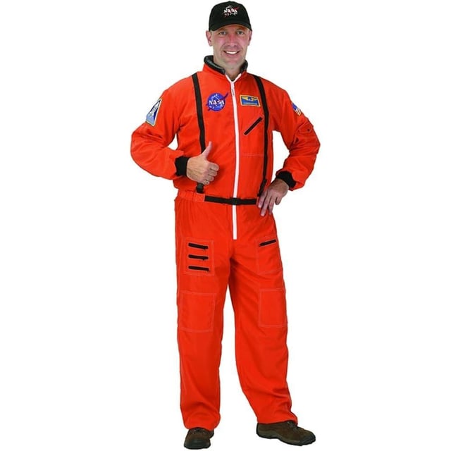 Classic Orange Astronaut Suit & Cap Adult Costume