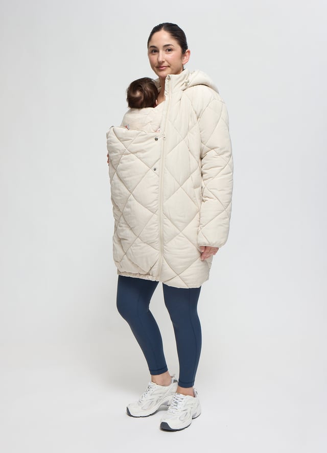 Grow With You Maternity Hooded Long Parka Jacket With Removable Baby Carrier Insert