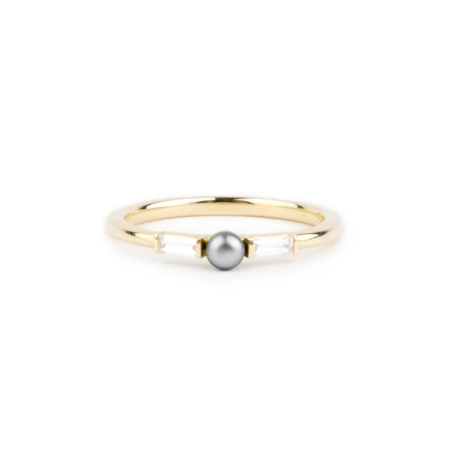 Tahitian Keshi Pearl & Diamond Mahana Ring