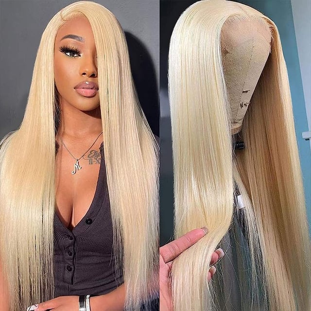 613 Blonde Human Hair Wig Straight Hair 13x6 HD Lace Front Wigs