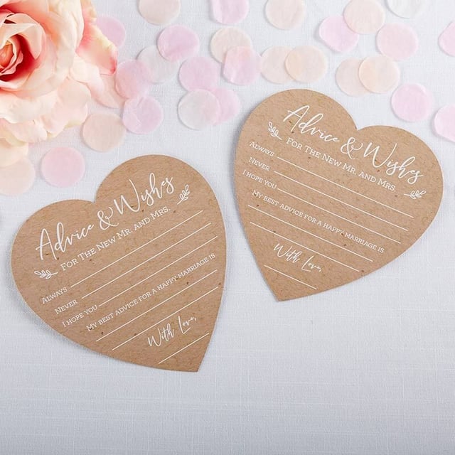Wedding Advice Card - Heart Shape (Set Of 50)