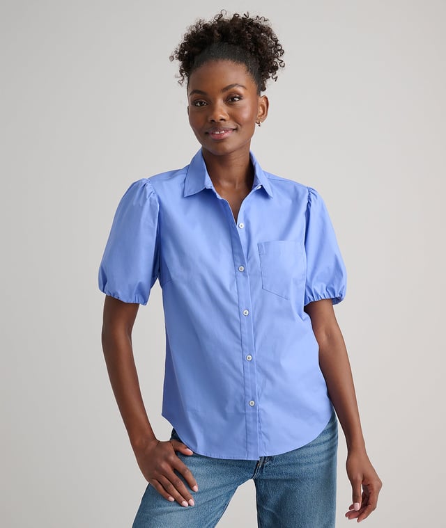 Stretch Cotton Short-Sleeve Gail Shirt