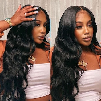 
     Highlight Blonde Body Wave Glueless Wig T part and Transparent Lace Front Human Hair Wigs
