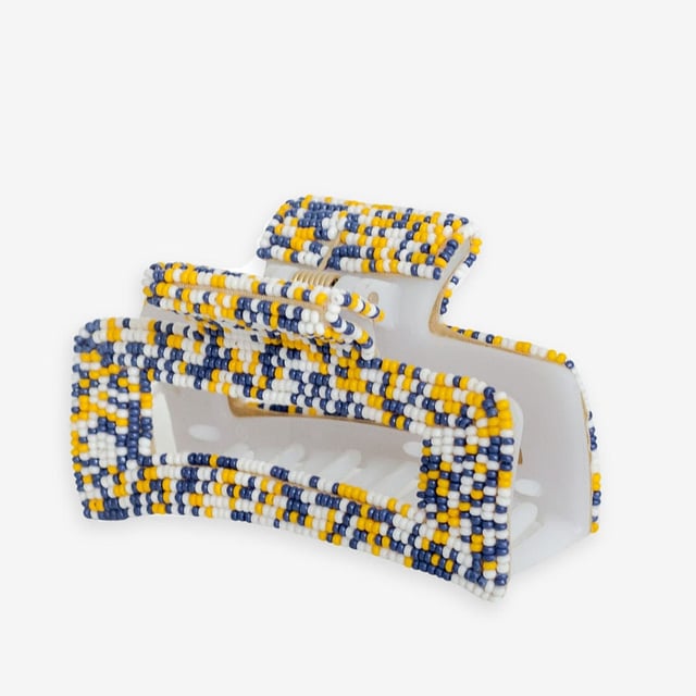 Lola Game Day Confetti Beaded Hair Claw Clip Navy and Yellow