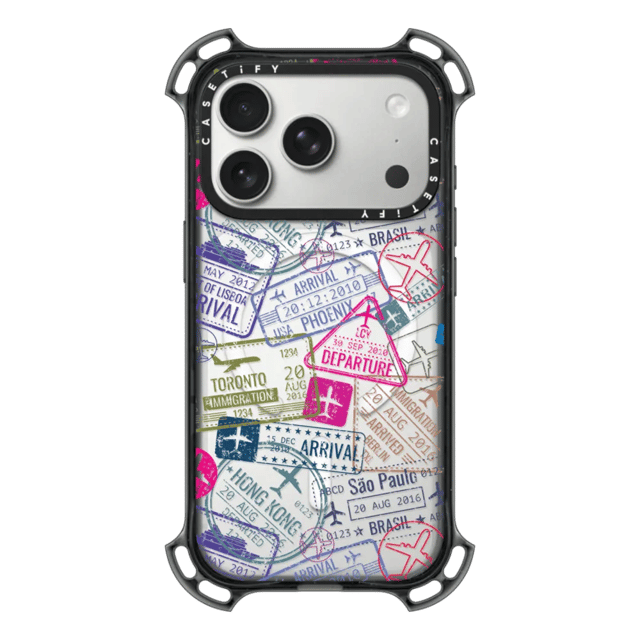 Bounce iPhone 17 Pro Case MagSafe Compatible - Travel Stamps