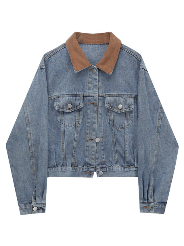 'Ebbie' Brown Collar Denim Jacket