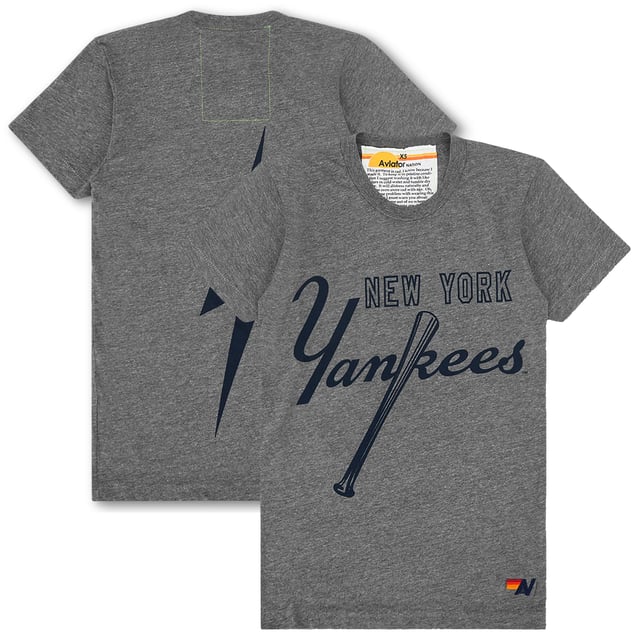 New York Yankees Aviator Nation x MLB Unisex Bolt Tri-Blend T-Shirt - Heather Gray