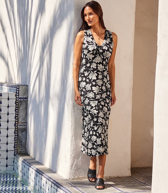 Sleeveless V-Neck Midi Dress
