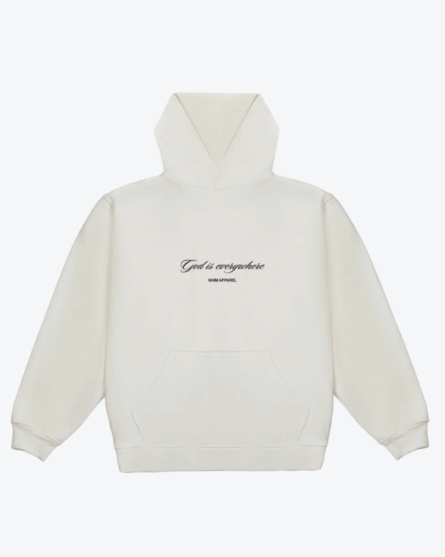 GOD IS EVERYWHERE SCRIPT HOODIE IN CREME | PRE-SALE | EST SHIP 9.1