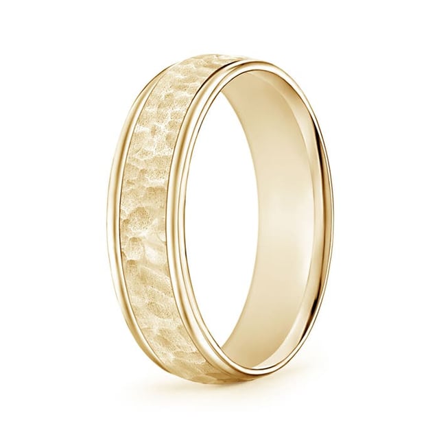 Comfort Fit Hammered Men's Wedding Band