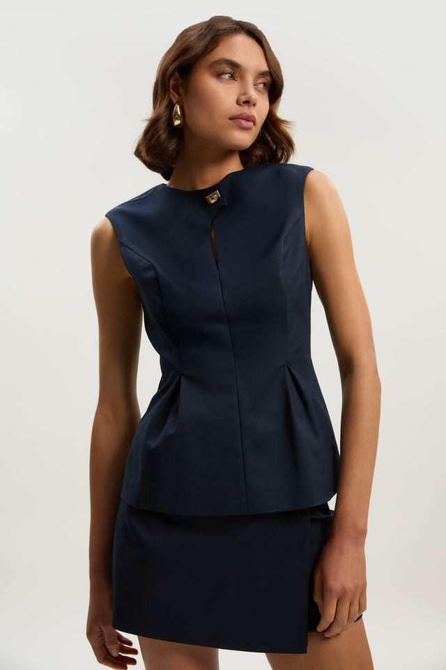 Techno Hardware Detail Sleeveless Woven Top | Karen Millen