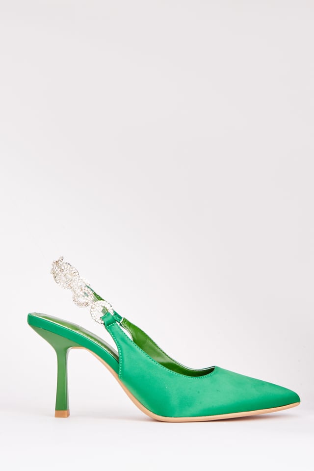 Encrusted Slingback Court Heels