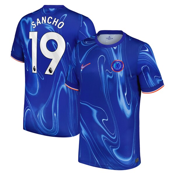 Chelsea Nike Home Stadium Shirt 2024-25 with Sancho 19 printing