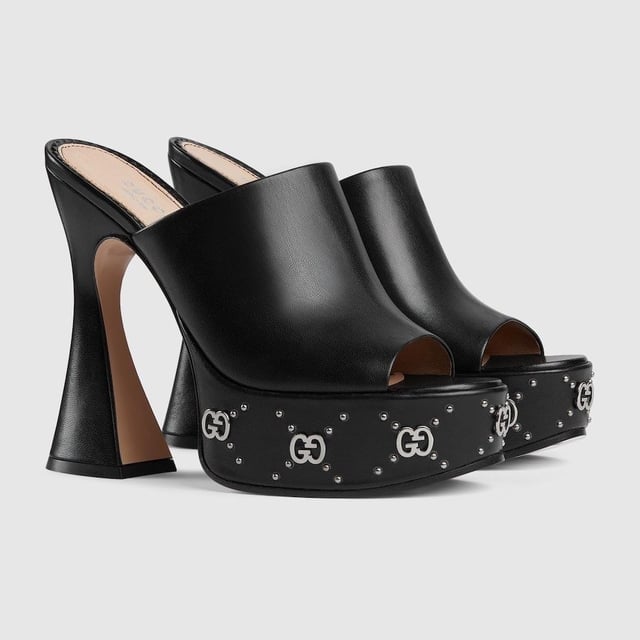 Gucci GG Platform Slide Sandals in black — CONSUMED