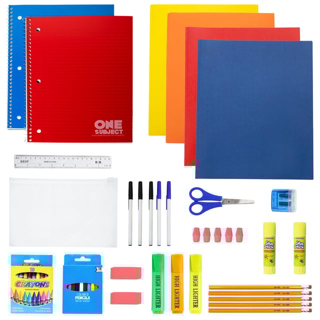 52 Piece Wholesale Kids School Supply Kits - Bulk Case of 12 Kits